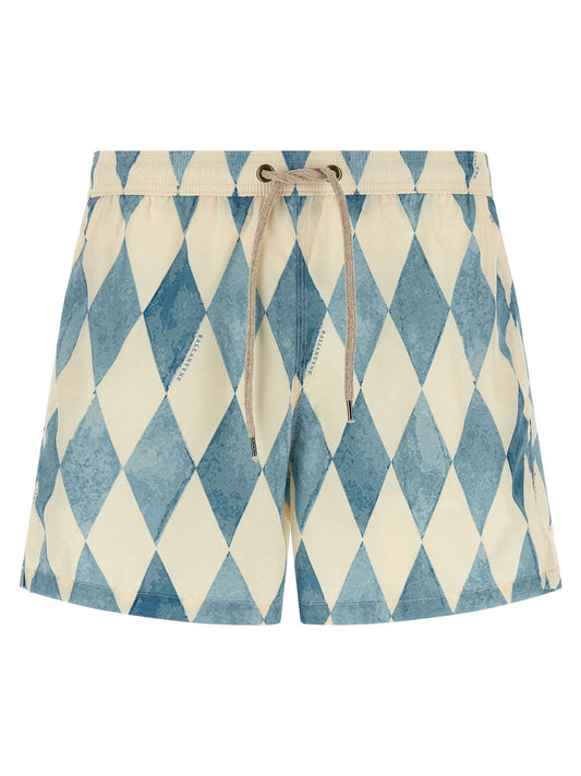 Blue Polyester Swim Shorts