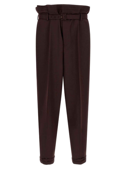 Purple Wool Casual Pants