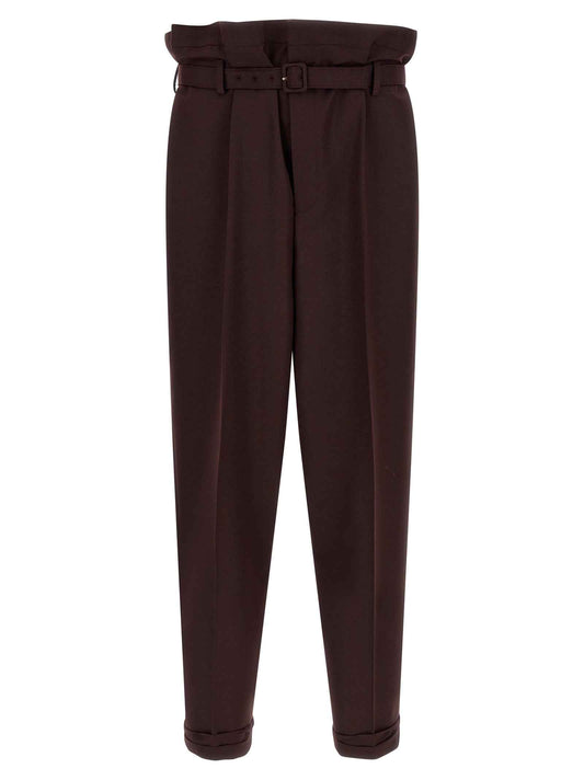 Purple Wool Casual Pants