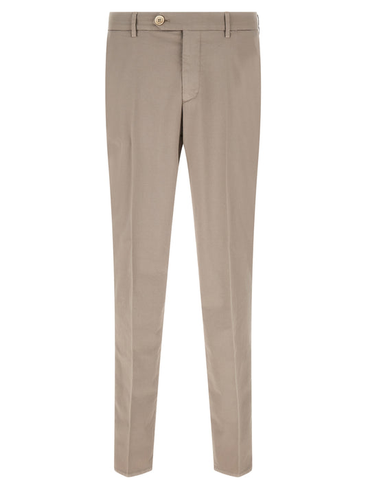 Beige Cotton Casual Pants