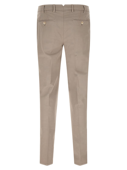 Beige Cotton Casual Pants