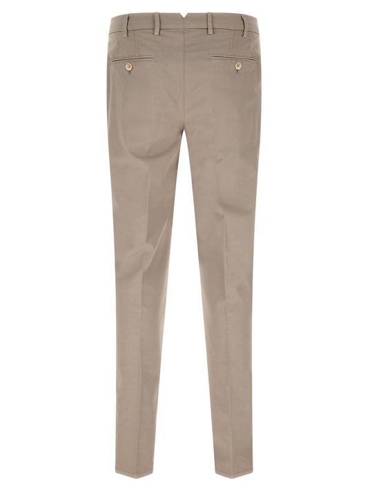 Beige Cotton Casual Pants