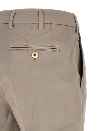 Beige Cotton Casual Pants