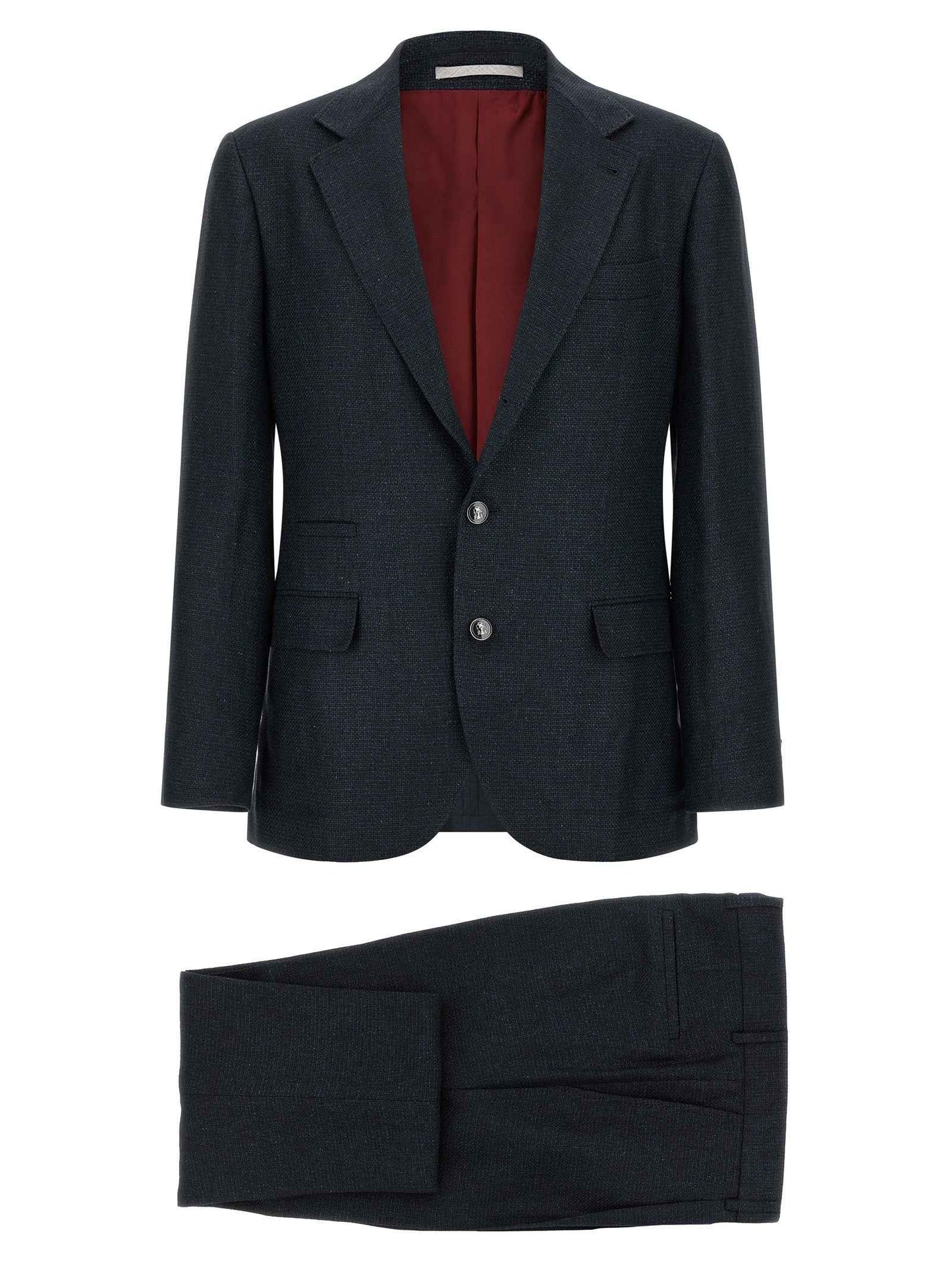 Blue Silk Two-Piece Suit