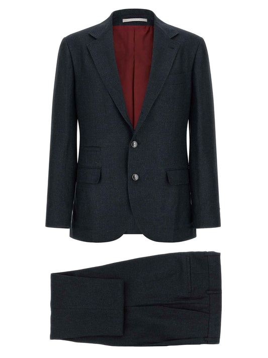 Blue Silk Two-Piece Suit