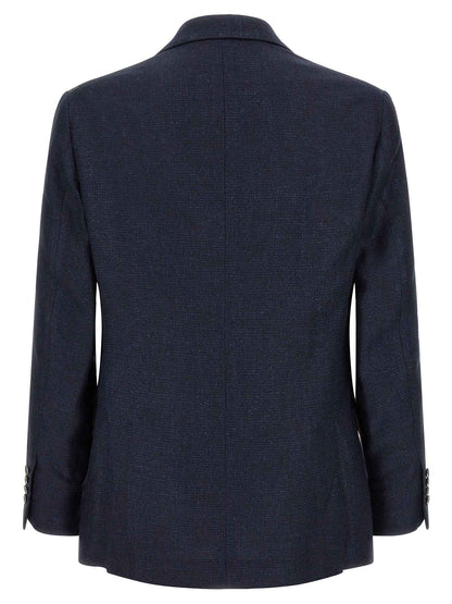 Blue Silk Two-Piece Suit