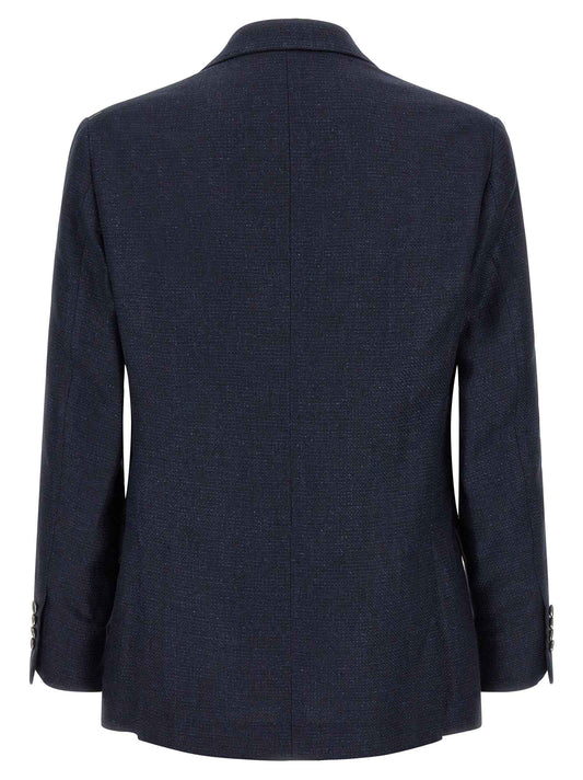 Blue Silk Two-Piece Suit