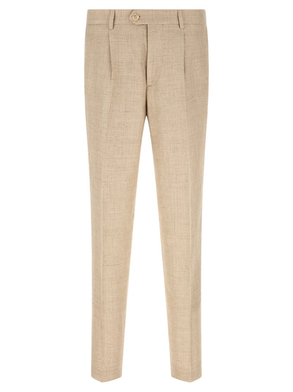 Beige Silk Two-Piece Suit