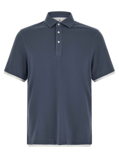Blue Cotton Polo Shirt