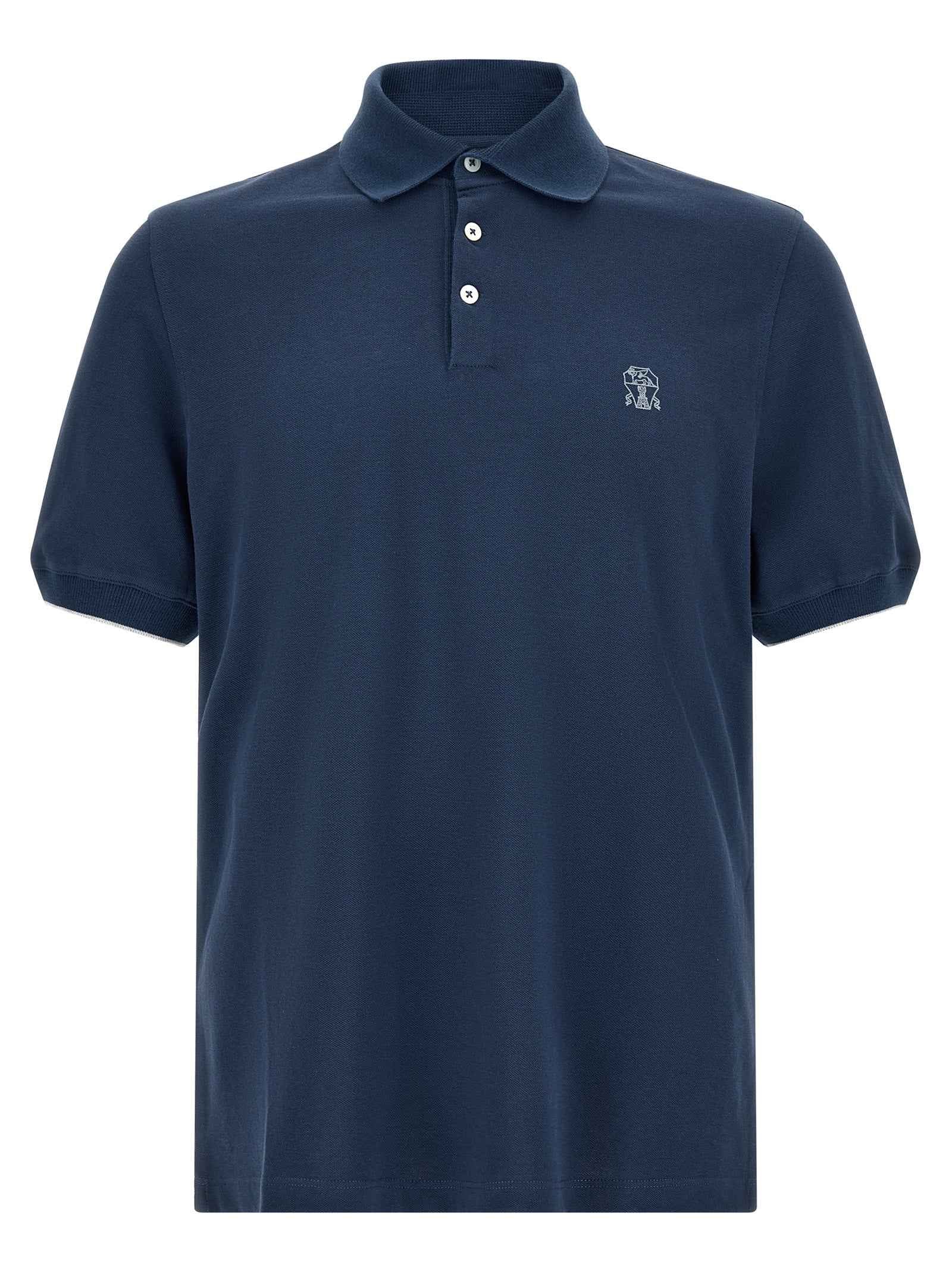 Blue Cotton Polo Shirt