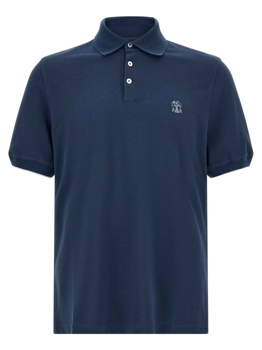 Blue Cotton Polo Shirt