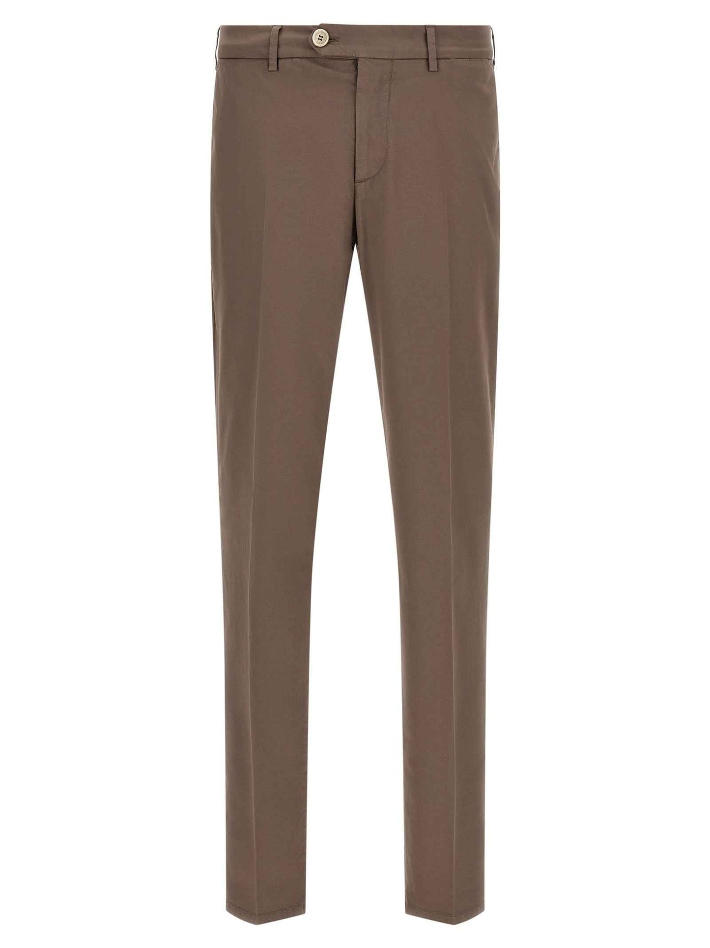 Beige Cotton Casual Pants