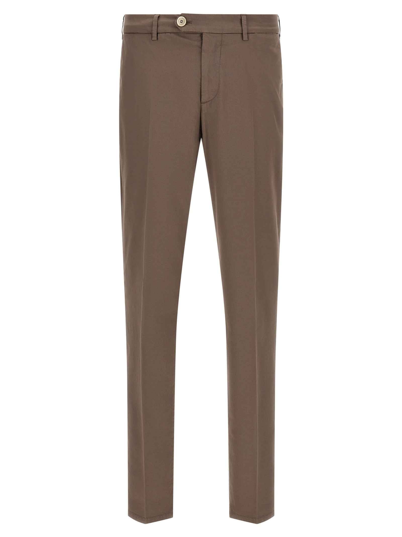 Beige Cotton Casual Pants