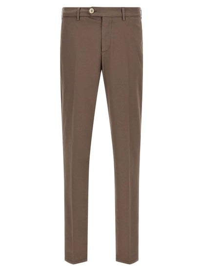 Beige Cotton Casual Pants