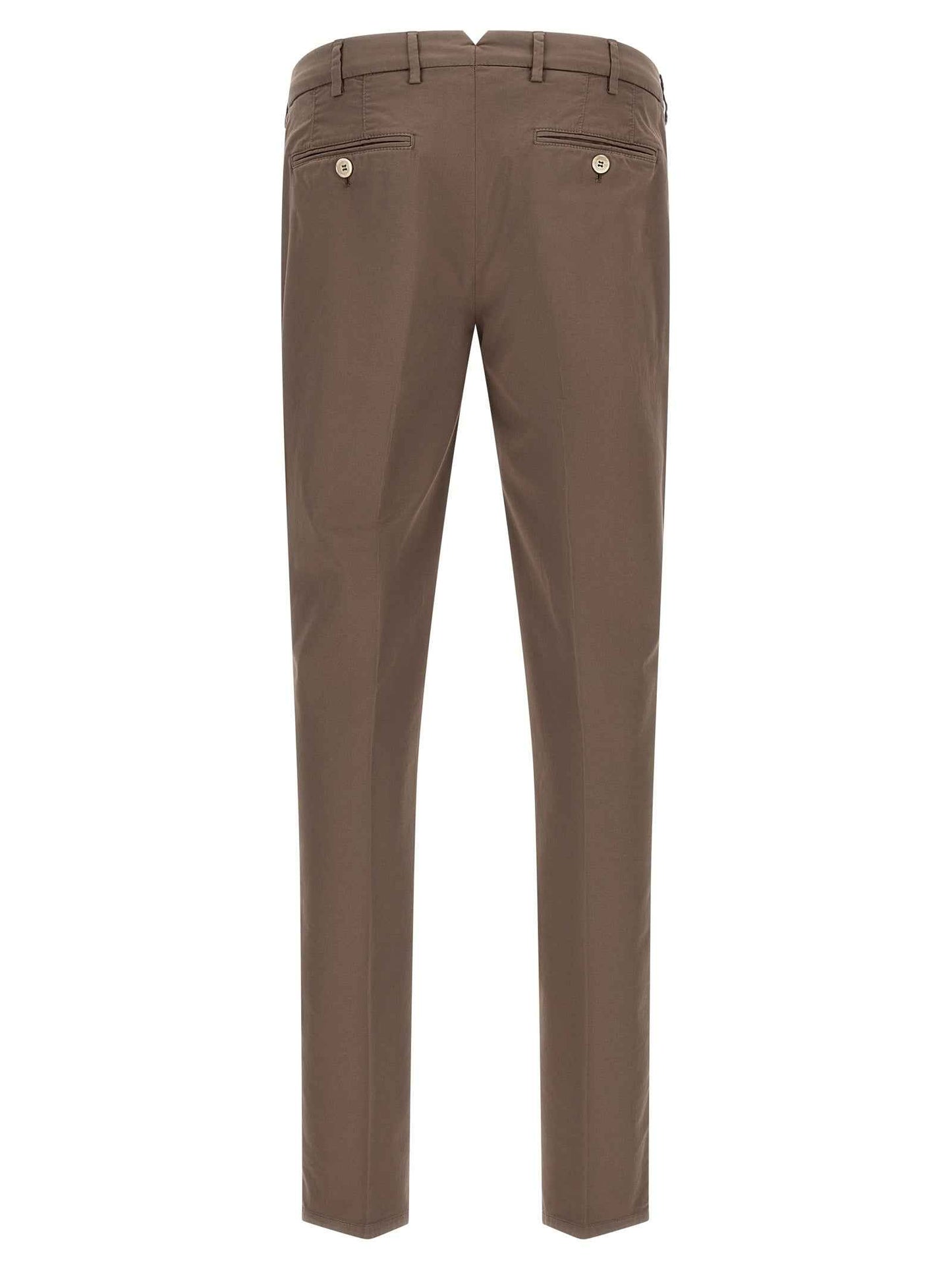 Beige Cotton Casual Pants