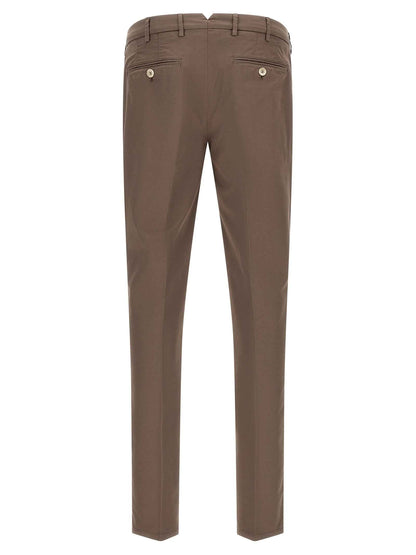 Beige Cotton Casual Pants