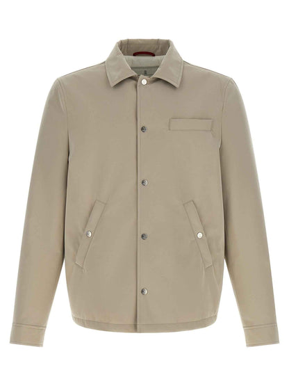 Gray Polyester Full-Length Jacket