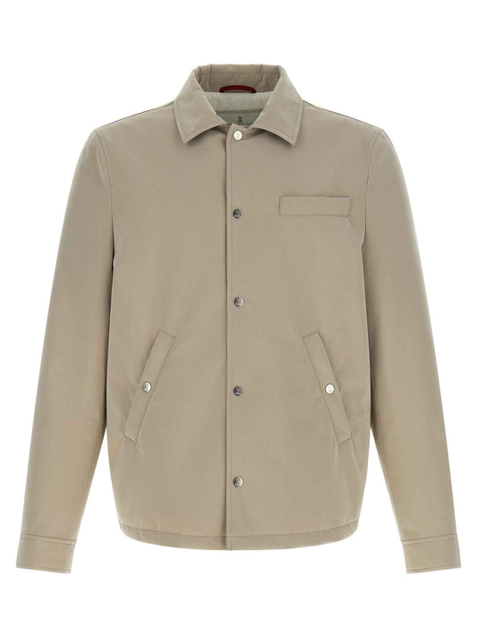Gray Polyester Full-Length Jacket