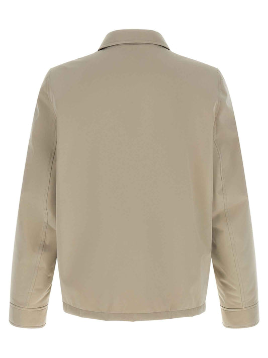 Gray Polyester Full-Length Jacket