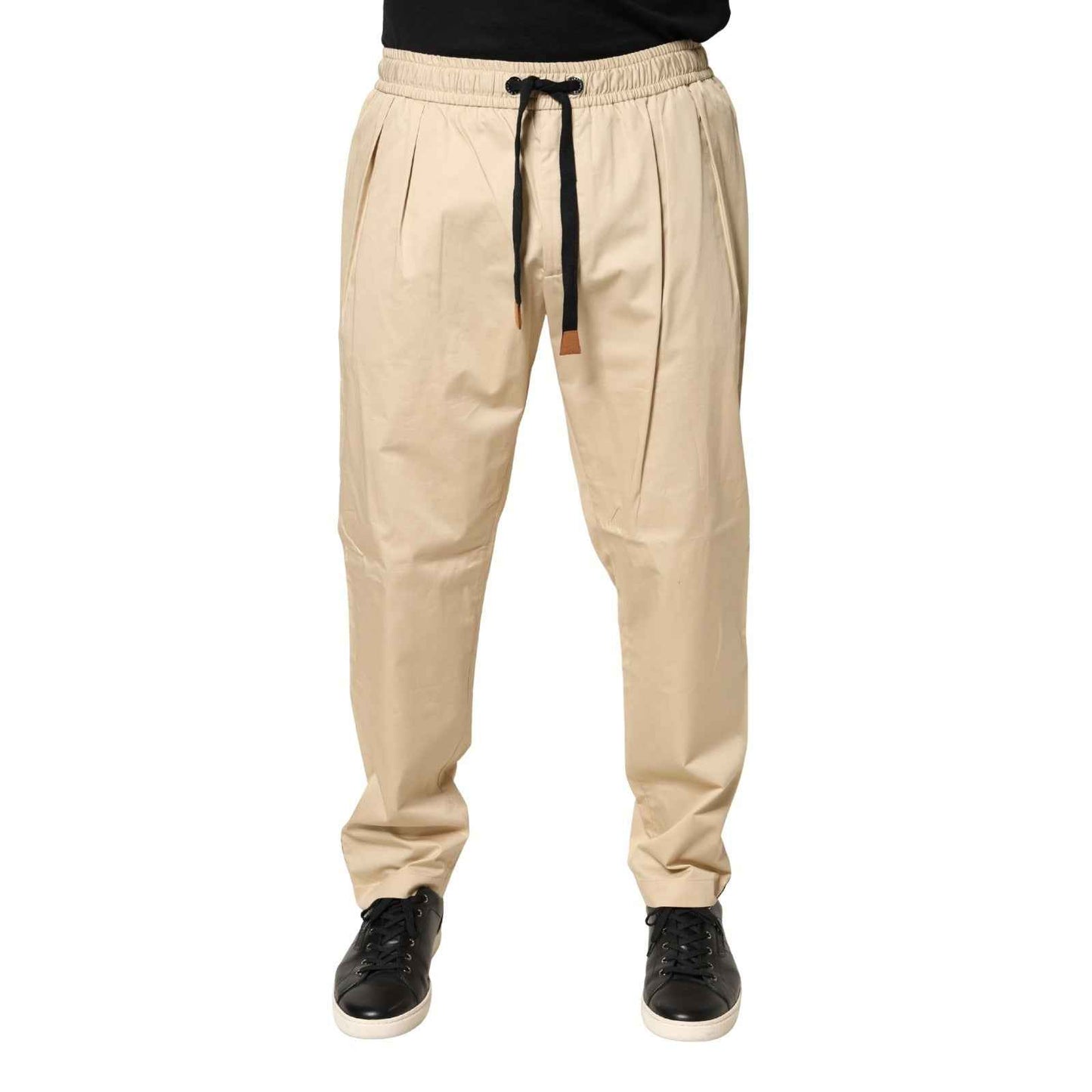 Beige Cotton Skinny Men Jogger Trouser Pants
