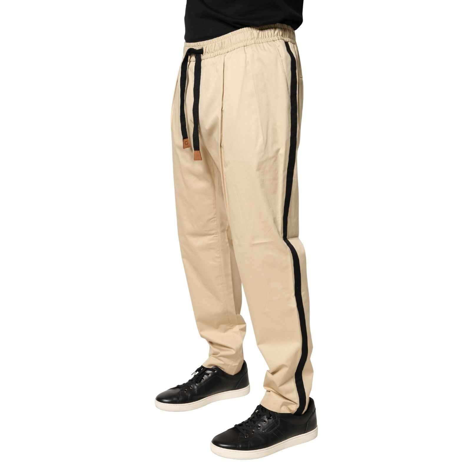Beige Cotton Skinny Men Jogger Trouser Pants