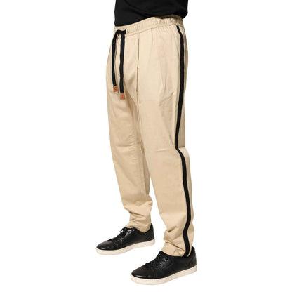 Beige Cotton Skinny Men Jogger Trouser Pants