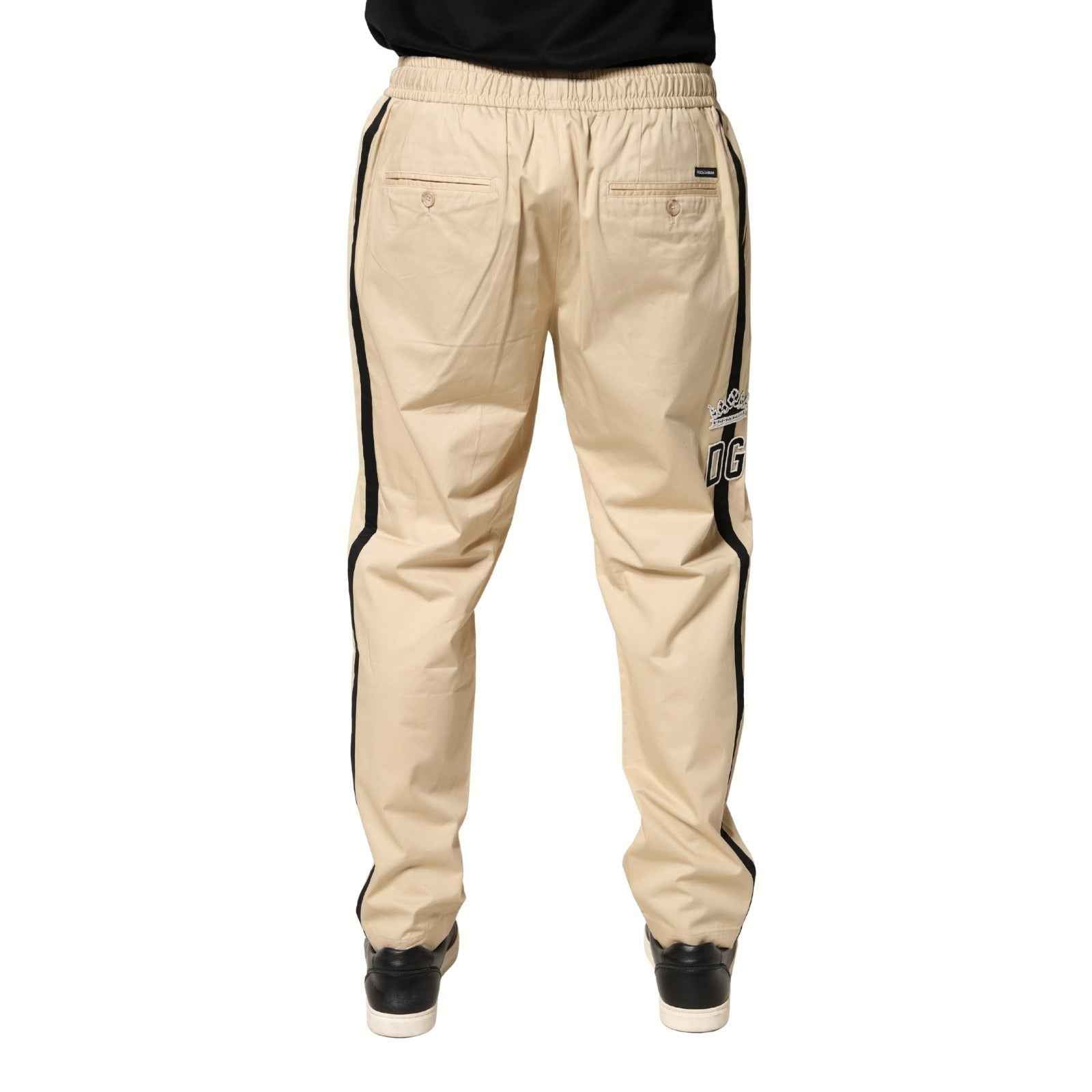 Beige Cotton Skinny Men Jogger Trouser Pants