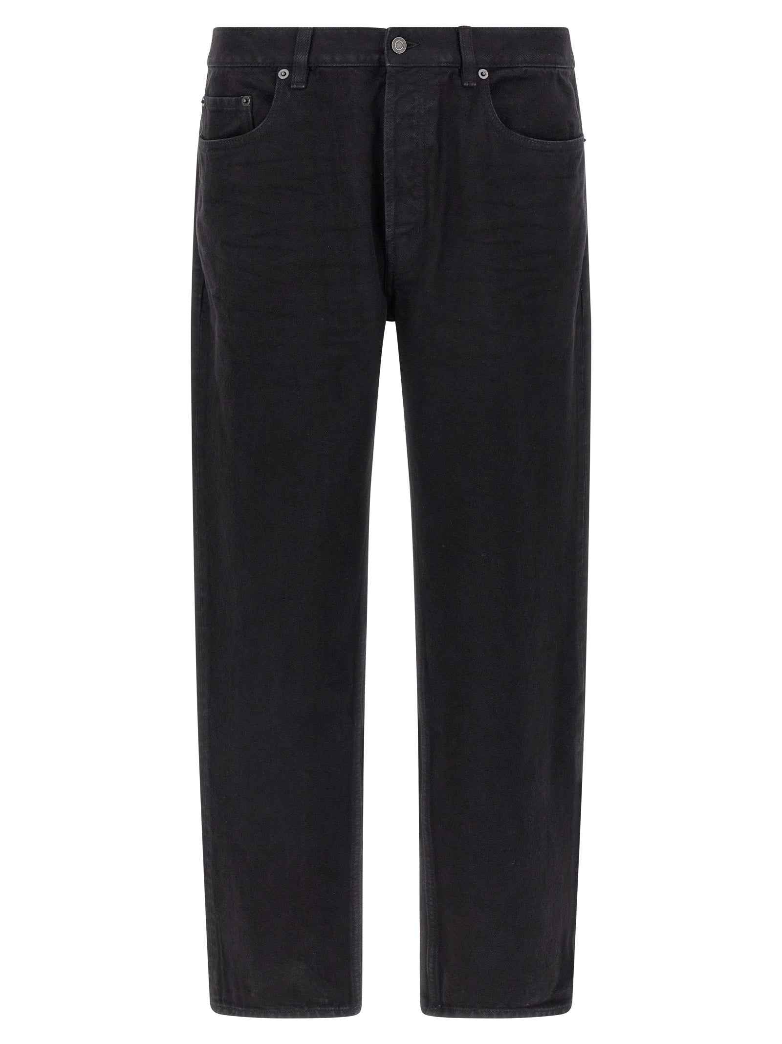 Black Cotton Straight-Leg Jeans