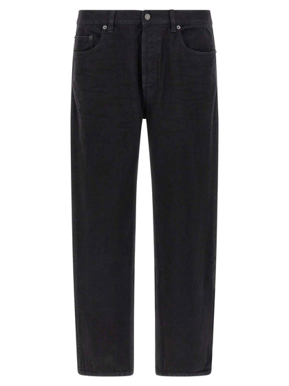 Black Cotton Straight-Leg Jeans