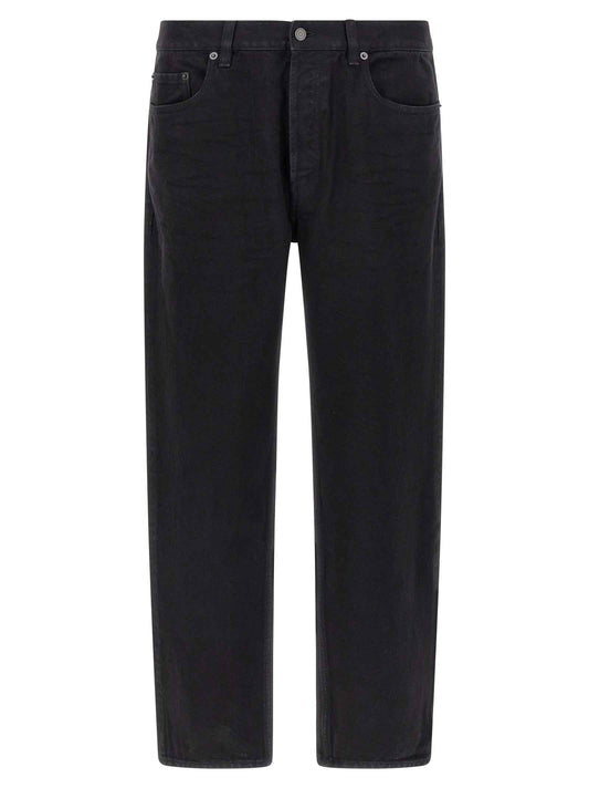 Black Cotton Straight-Leg Jeans