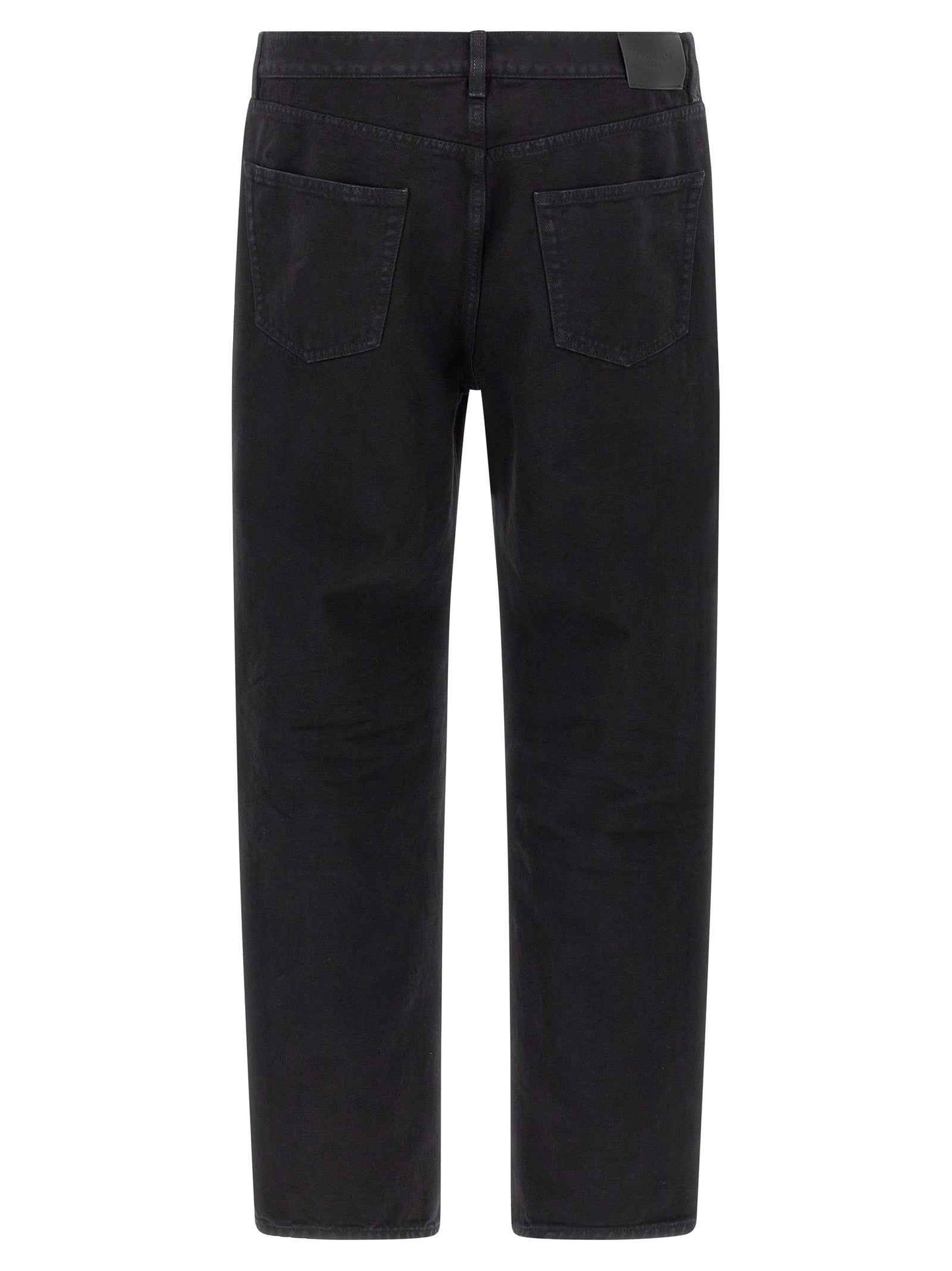 Black Cotton Straight-Leg Jeans