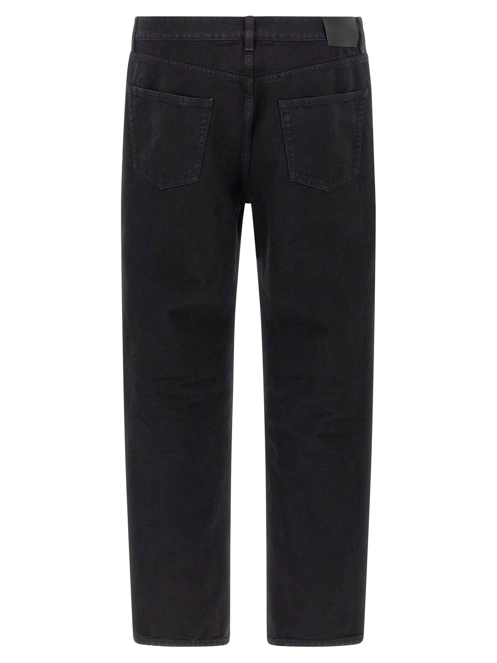 Black Cotton Straight-Leg Jeans