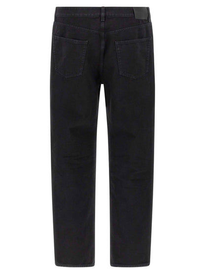 Black Cotton Straight-Leg Jeans