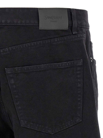 Black Cotton Straight-Leg Jeans