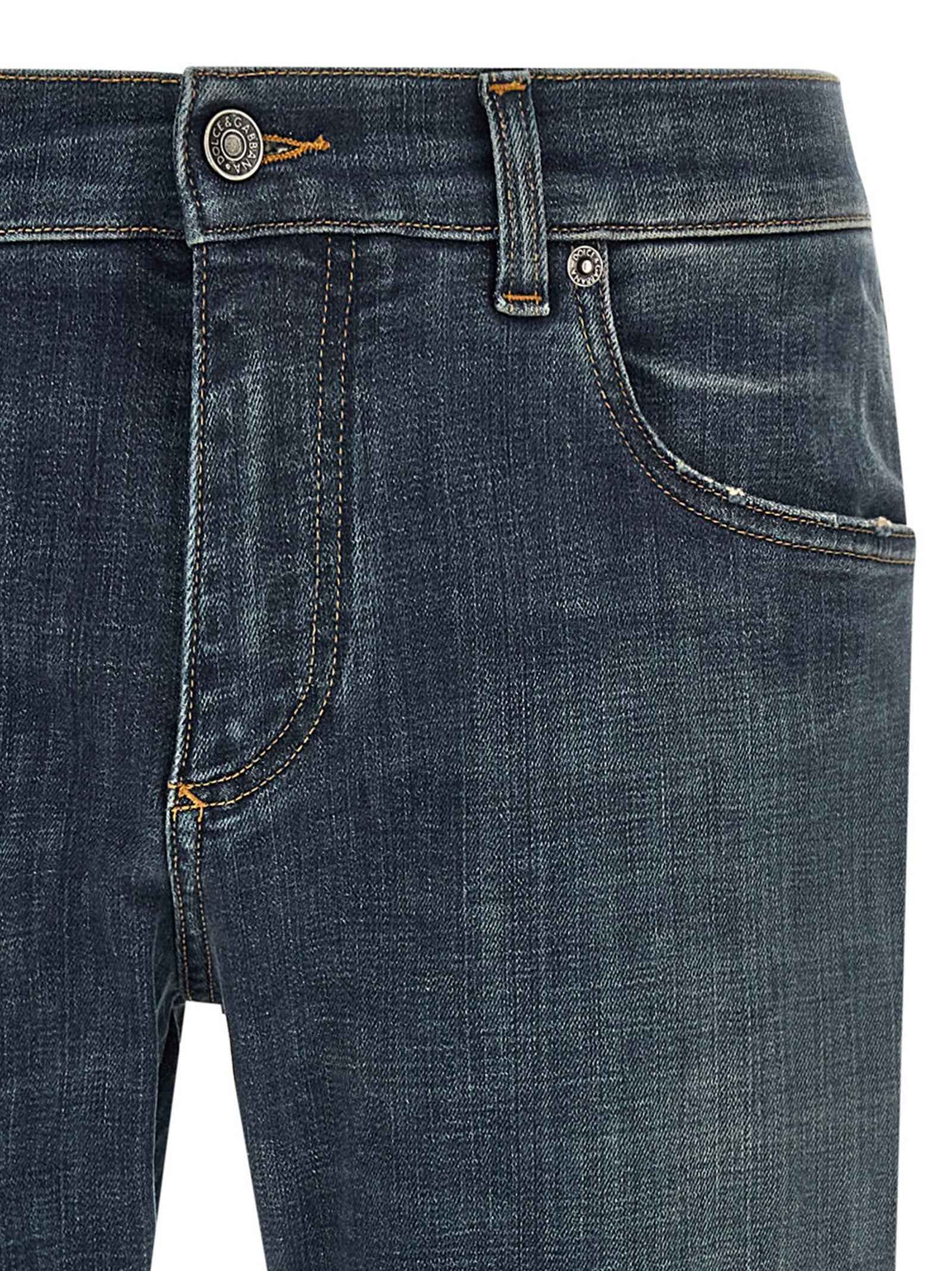 Blue Cotton Straight-Leg Jeans