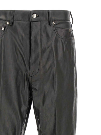 Black Calfskin Flared Pants