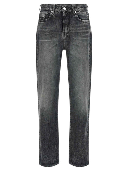 Gray Cotton Straight-Leg Jeans