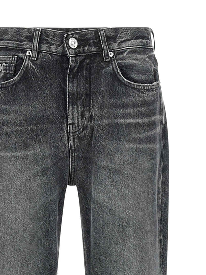 Gray Cotton Straight-Leg Jeans