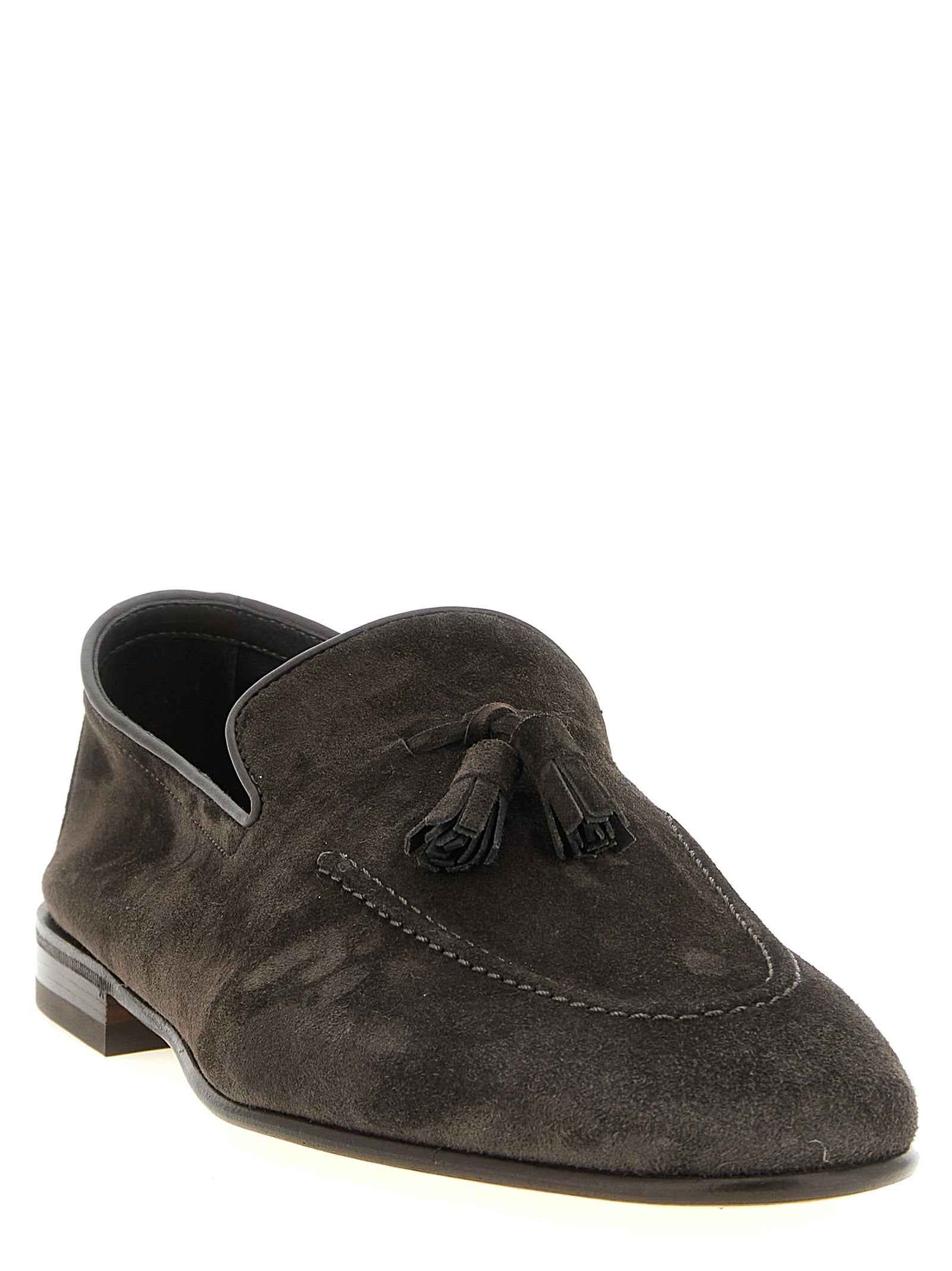 Gray Calfskin Slip-On Loafers