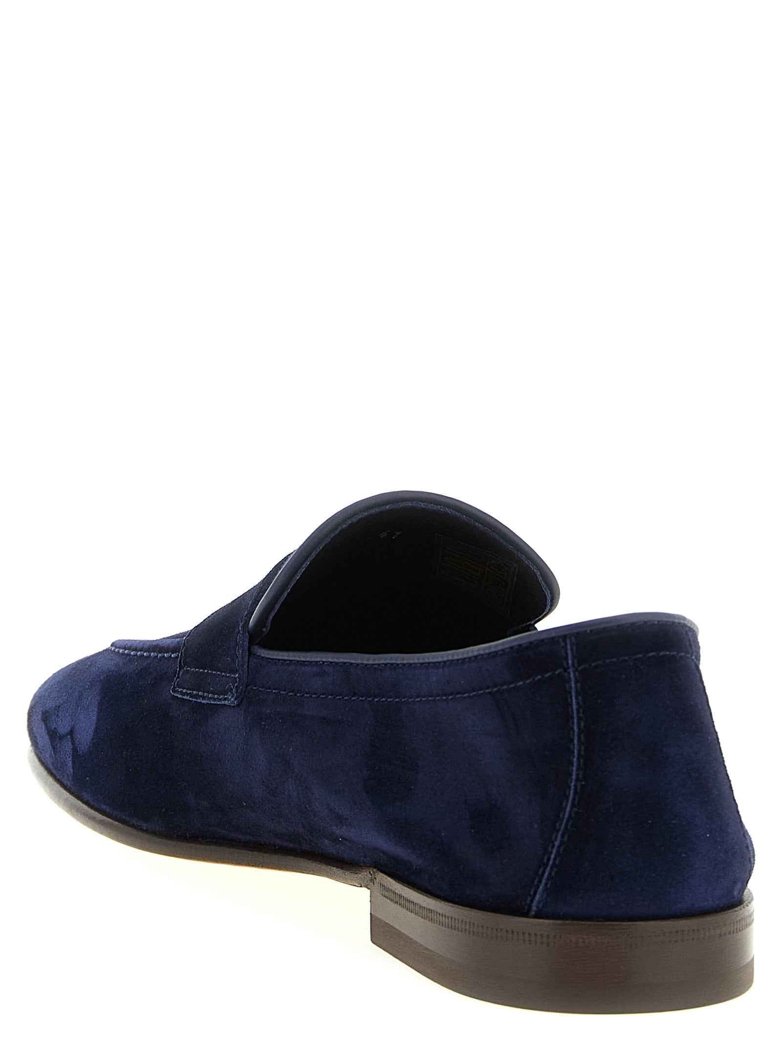 Blue Calfskin Slip-On Loafers