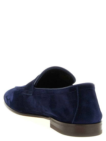 Blue Calfskin Slip-On Loafers