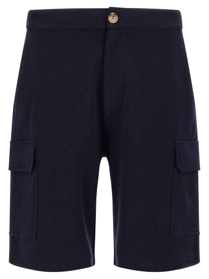 Blue Cotton Bermuda Shorts
