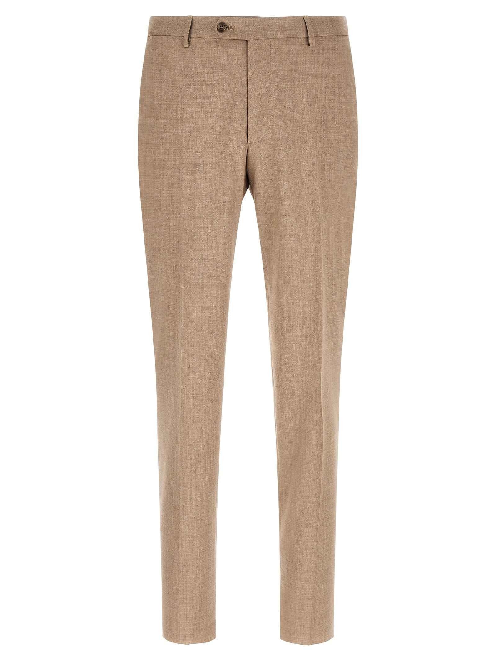 Beige Virgin Wool Two-Piece Suit