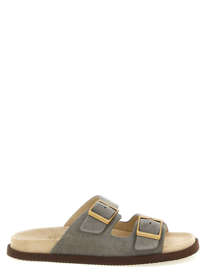 Gray Calfskin Slides