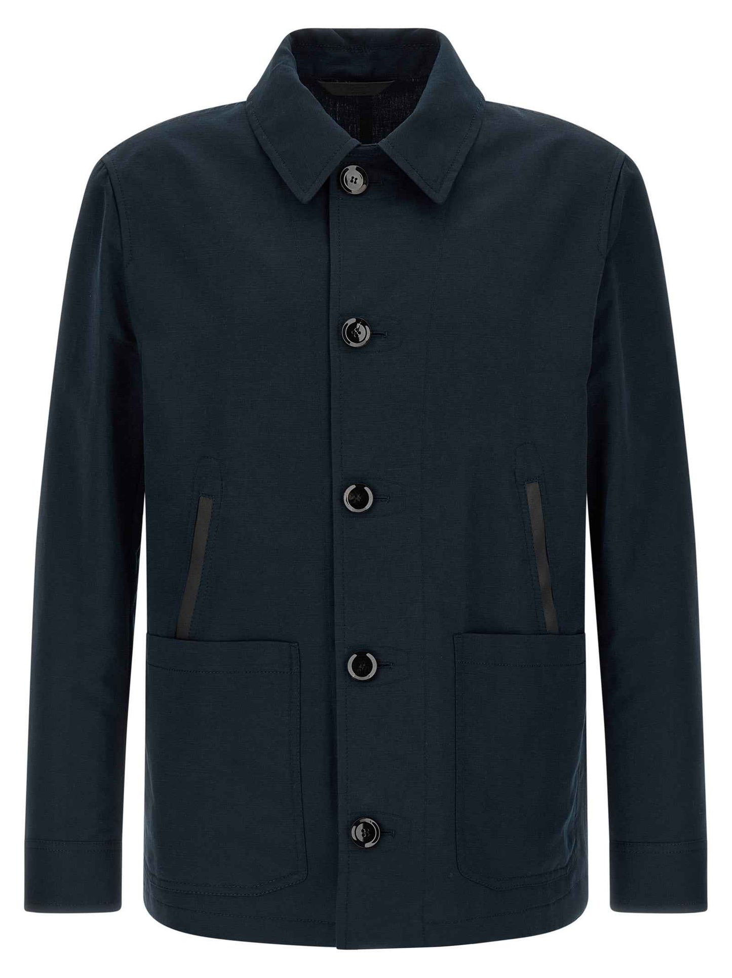 Blue Linen Full-Length Jacket