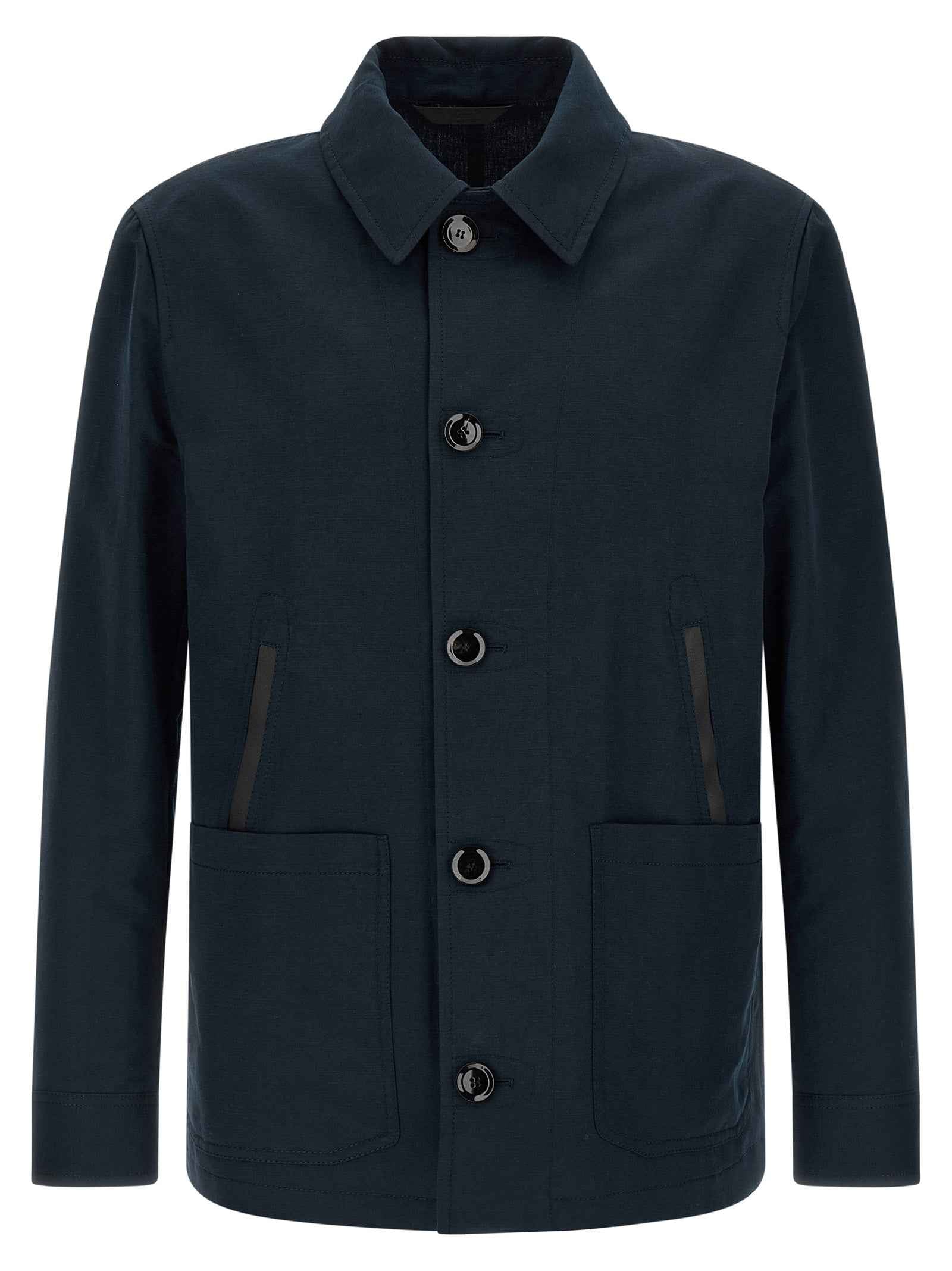Blue Linen Full-Length Jacket