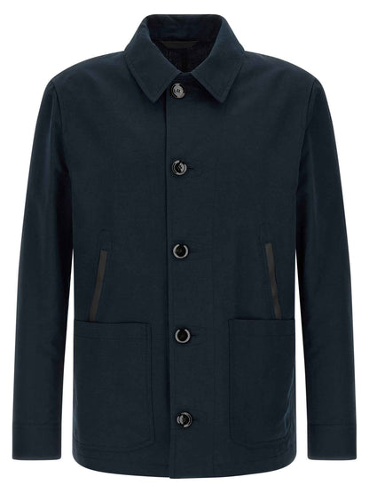 Blue Linen Full-Length Jacket