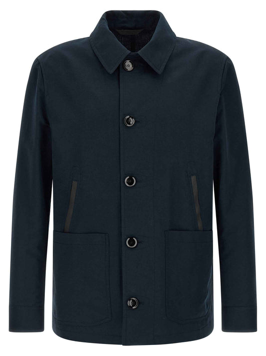 Blue Linen Full-Length Jacket