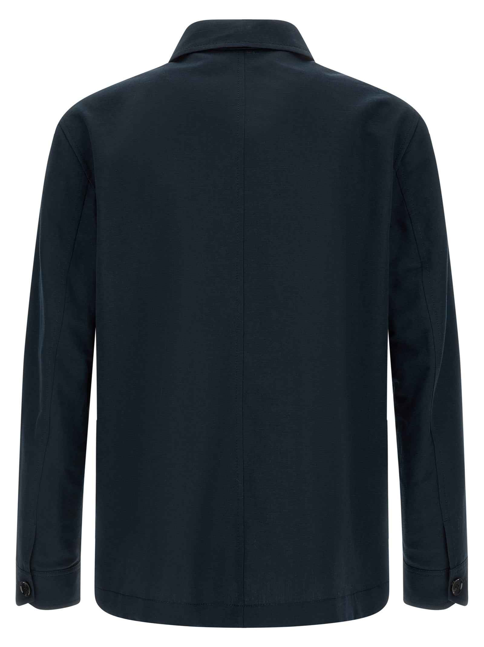 Blue Linen Full-Length Jacket