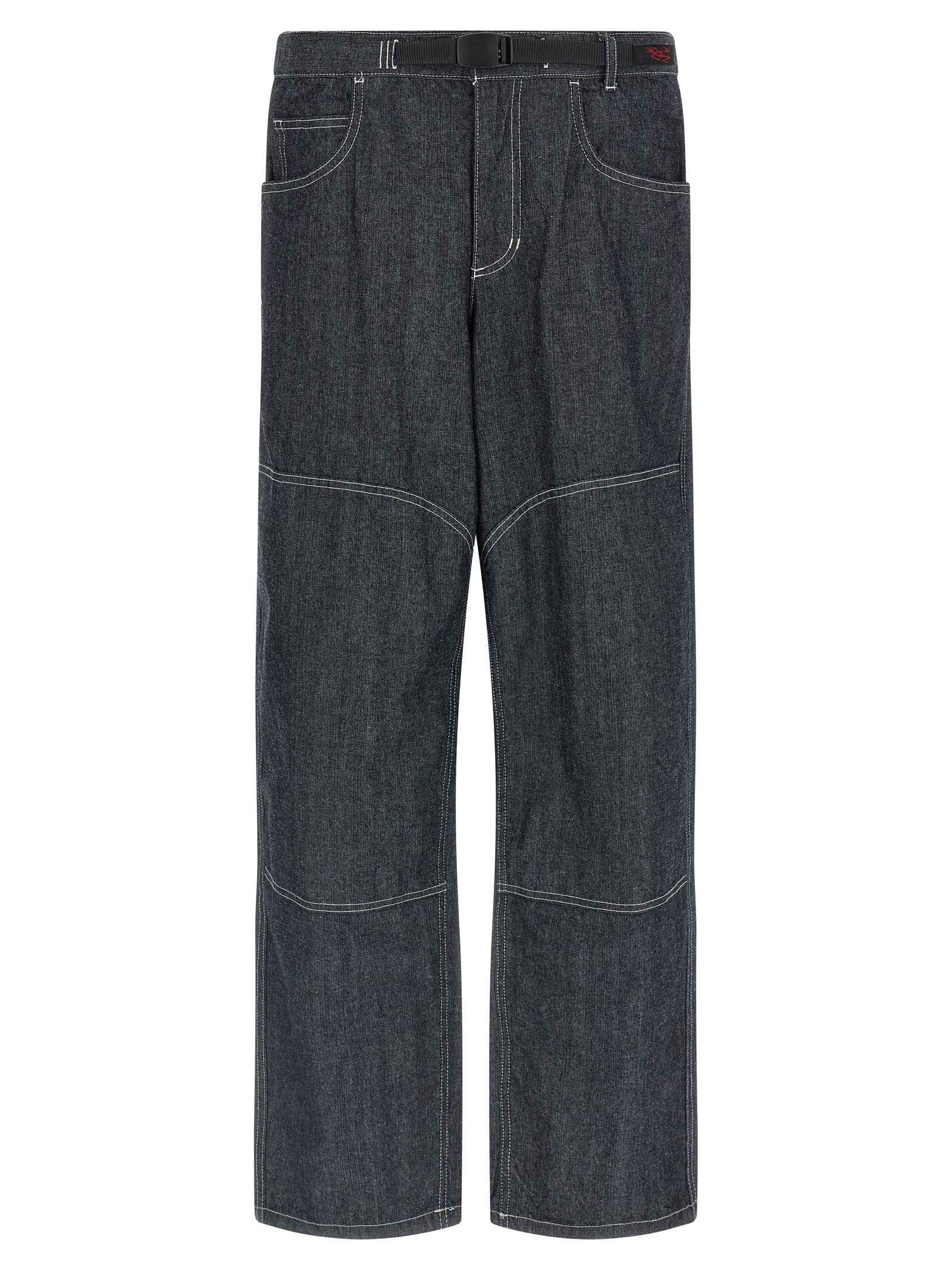 Blue Cotton Straight-Leg Jeans